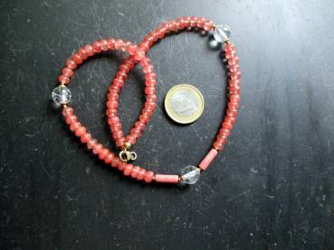 Preview: Kette, Cherry Quarz, lachsfarben, Sterlingsilber, vergoldet, Schmuck, Frauen