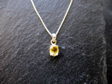 Anhänger, Kette, Sterlingsilber, Citrin, gelb, facettiert, Silberkette, Schmuck, Frauen, Mädchen