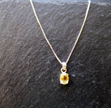 Anhänger, Kette, Sterlingsilber, Citrin, gelb, facettiert, Silberkette, Schmuck, Frauen, Mädchen