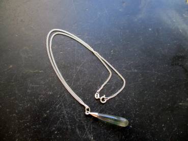 Anhänger, Tropfen, Fluorit, Silberkette, 40 cm, Schmuck, Frauen