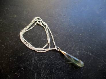 Anhänger, Tropfen, Fluorit, Silberkette, 40 cm, Schmuck, Frauen