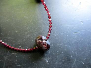 Preview: Kette, rot, Granat, facettiert, Sterlingsilber, Schmuck, Frauen