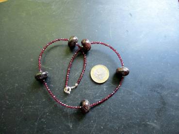 Preview: Kette, rot, Granat, facettiert, Sterlingsilber, Schmuck, Frauen