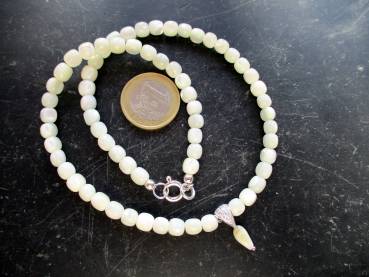 Kette, Perlmutt, Braut, Hochzeit, Anhänger, Sterlingsilber, Zirkonia