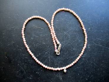 Preview: Rhodochrosit, Kette, zierlich, facettiert, hellrosa, Silberkugel, Schmuck, Frauen