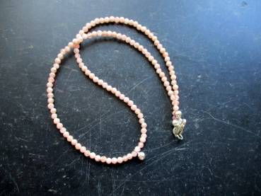 Preview: Rhodochrosit, Kette, zierlich, facettiert, hellrosa, Silberkugel, Schmuck, Frauen