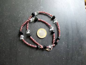 Preview: Kette, Rhodonit, dunkelrot, Onyx, Sterlingsilber, Schmuck, Frauen