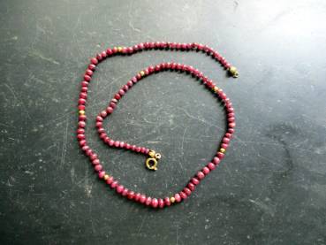 Preview: Kette, Rubin, rot,, geknotet, Schmuck, Gold