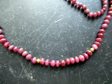 Kette, Rubin, rot,, geknotet, Schmuck, Gold