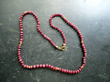 Kette, Rubin, rot,, geknotet, Schmuck, Gold