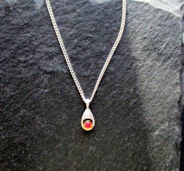 Kette, mit Anhänger, Spinell, Sterlingsilber, teilweise vergoldet, Schmuck, Frauen