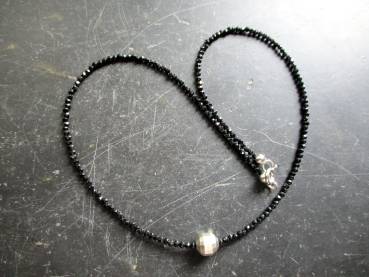 Kette, Turmalin, schwarz, Silber, zierlich, facettiert, Schmuck, Frauen