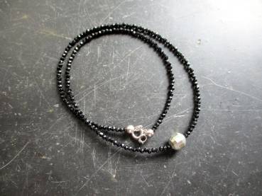 Preview: Kette, Turmalin, schwarz, Silber, zierlich, facettiert, Schmuck, Frauen