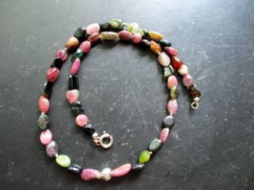 Kette, Turmalin, bunt, Nuggets, Sterlingsilber, Schmuck, Frauen