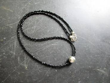 Preview: Kette, Turmalin, schwarz, Silber, zierlich, facettiert, Schmuck, Frauen