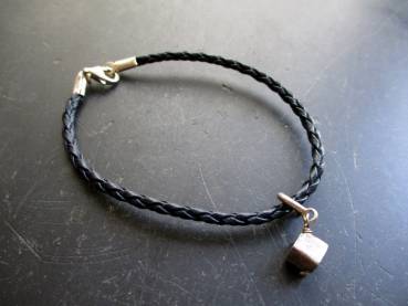 Preview: Armband, Leder, geflochten, Sterlingsilber, Charm, Schmuck, Frauen