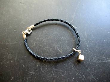 Armband, Leder, geflochten, Sterlingsilber, Charm, Schmuck, Frauen