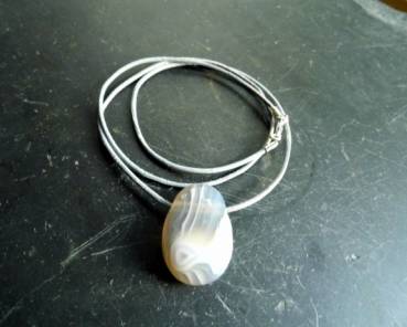 Kette, Lederband, Anhänger, Achat, Tropfen, grau, Schmuck, Unisex