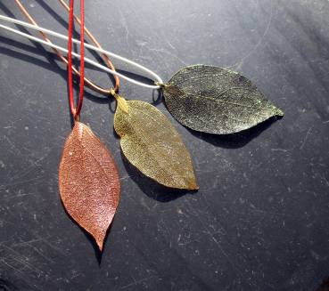 Kette, Anhänger, Blatt, echt, Lederband, Blatt, kupferfarben, Schmuck, Bodhi Baum