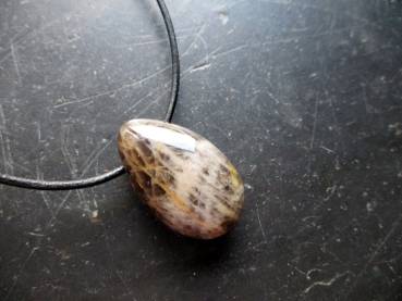 Kette, Lederband, Anhänger, Chevron Amethyst, dunkel, Tropfen, Unisex