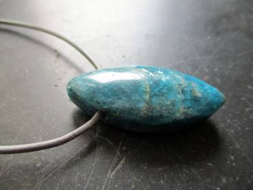 Lederband, Anhänger, Apatit, blau, Navette, Schmuck, Männer, Frauen