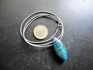Lederband, Anhänger, Apatit, blau, Navette, Schmuck, Männer, Frauen