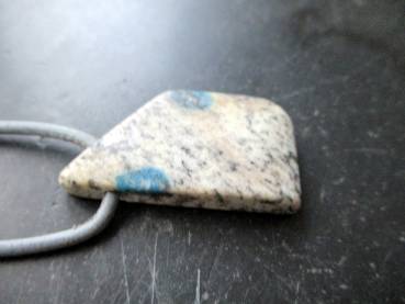 Anhänger, Azurit, in Matrix, Schmuck, Lederband, Silber