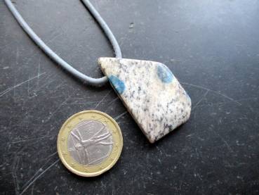 Anhänger, Azurit, in Matrix, Schmuck, Lederband, Silber