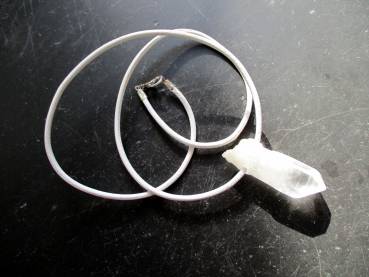 Kette, Lederband, Bergkristall, Spitze,  Schmuck, Unisex