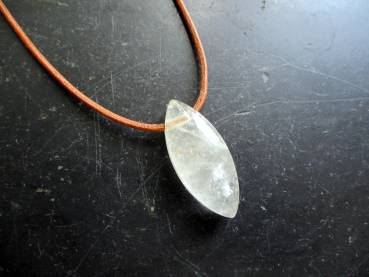 Anhänger, Kette, Bergkristall, Navette, Sterlingsilber, Unisex