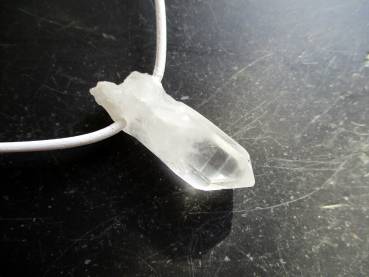 Kette, Lederband, Bergkristall, Spitze,  Schmuck, Unisex