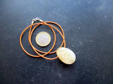 Kette, Anhänger, Lederband, Tropfen, Citrin, Schutz, Unisex, Sterlingsilber