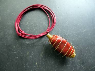 Preview: Kette, Lederband, Spirale, Jaspis, rot, Schmuck, Männer, Frauen