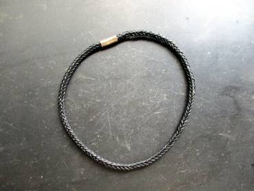 Kette, Halsreif, Leder, geflochten, schwarz, Schmuck, Unisex