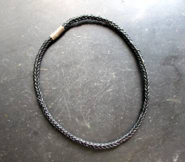 Kette, Halsreif, Leder, geflochten, schwarz, Schmuck, Unisex