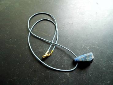 Kette, Anhänger, Lapislazuli, Lapis, blau, Tropfen, Lapis Tropfen, Lederband