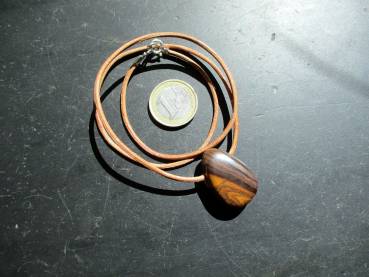 Kette, Anhänger, Lederband, Tropfen, Opal, braun, Schutz, Unisex