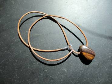 Kette, Anhänger, Lederband, Tropfen, Opal, braun, Schutz, Unisex