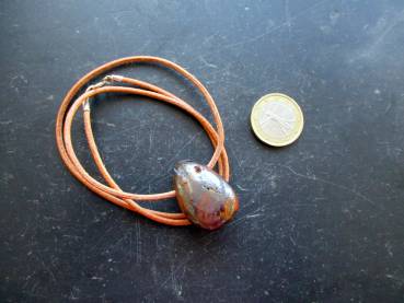 Preview: Anhänger, Opal, Tropfen, braun, Schmuck, Lederband, Silber, Unisex