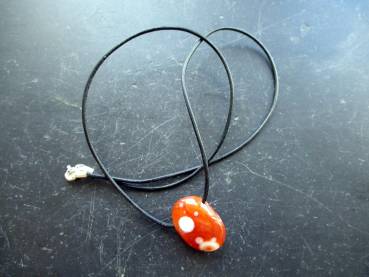 Kette, Anhänger, Lederband, Sterlingsilber, Tropfen, Ozeanjaspis, Ozeanachat, Schmuck, Unisex
