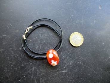 Kette, Anhänger, Lederband, Sterlingsilber, Tropfen, Ozeanjaspis, Ozeanachat, Schmuck, Unisex