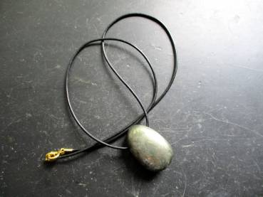 Kette, Lederband, Sterlingsilber, Tropfen, Pyrit, gold, bunt, Unisex