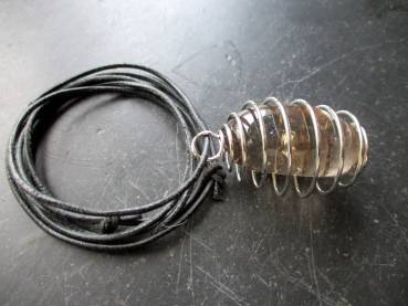 Preview: Anhänger, Spirale, Rauchquarz, Lederband, verstellbar, Unisex