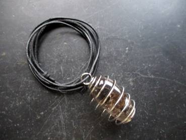 Anhänger, Spirale, Rauchquarz, Lederband, verstellbar, Unisex