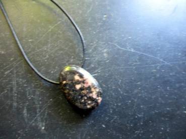 Kette, Lederband, Rhodonit, Tropfen, Anhänger,  Schmuck, Unisex