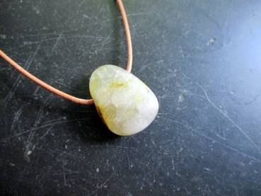 Kette, Anhänger, Lederband, Rutilquarz, Tropfen, Schmuck, Silber