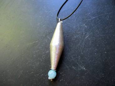 Preview: Lederband, schwarz, Doppelkegel, Silber, Kugel, Aquamarin, Schmuck, Frauen