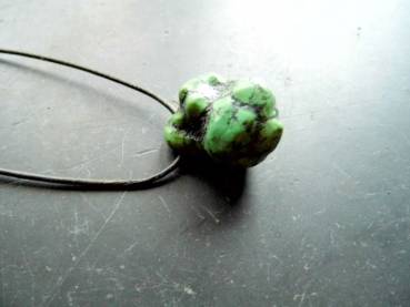 Kette, Anhänger, Türkis, Nugget, grün, Lederband, Unisex