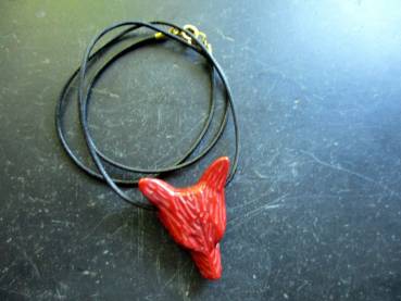 Anhänger, Kette, Lederband, Wolf, Jaspis, Krafttier, Schmuck, Unisex