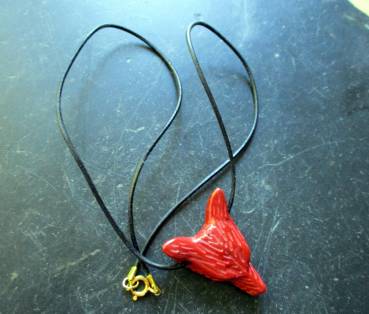 Anhänger, Kette, Lederband, Wolf, Jaspis, Krafttier, Schmuck, Unisex